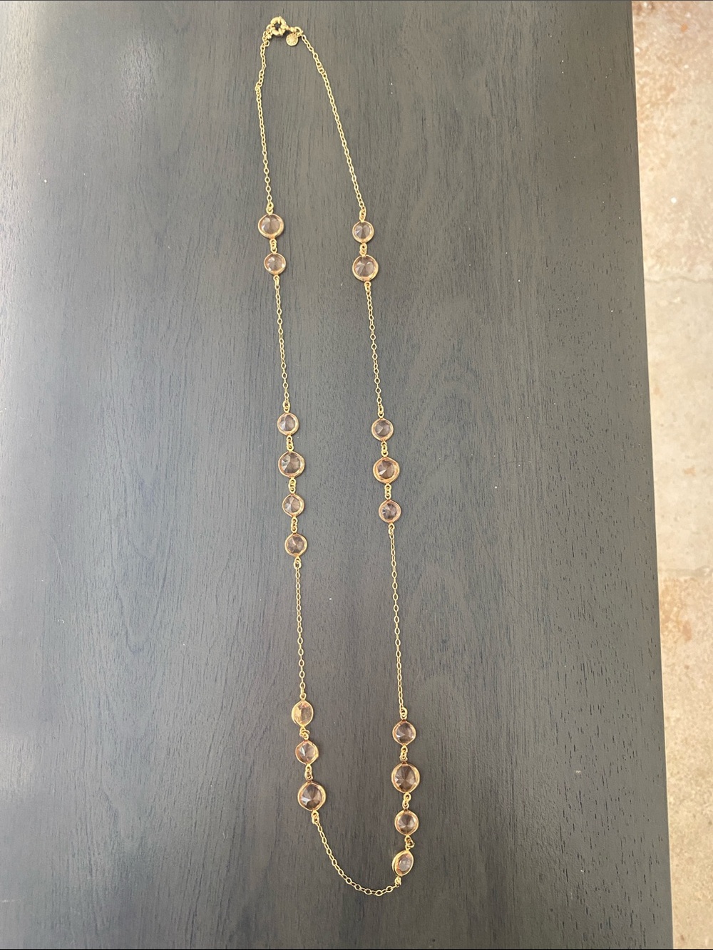 J. Crew Factory Gold Tone Long Necklace with Champagne Stones